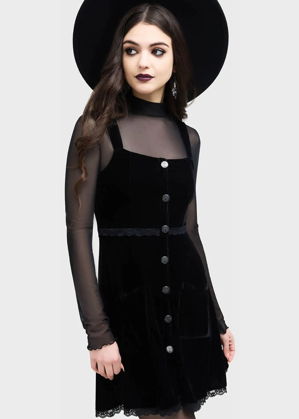 Killstar Ephemorose Velvet Dress Black
