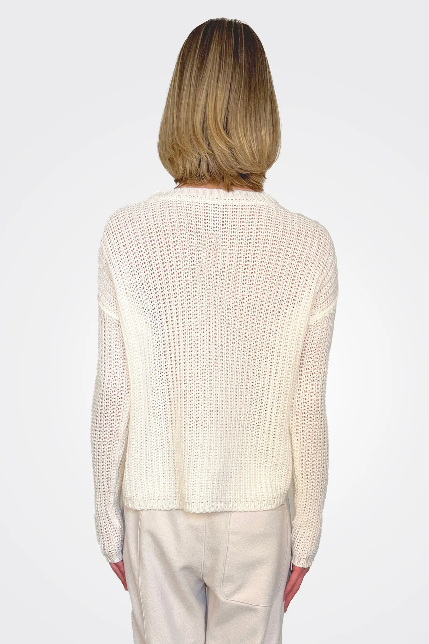 Knit Crewneck Cashmere Sweater - White