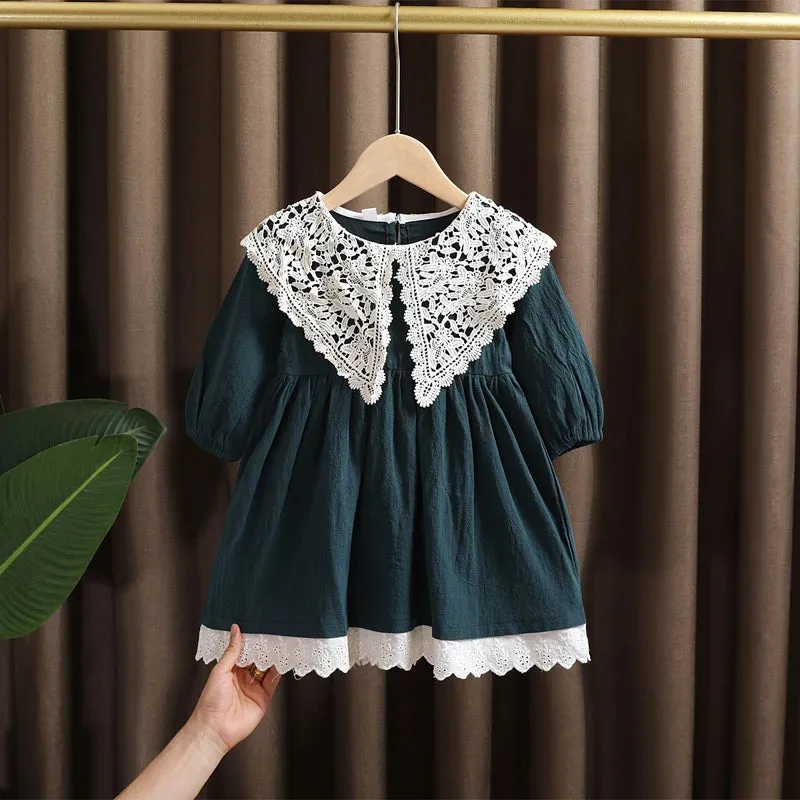 Lace Long Sleeve Toddler Dress for Baby Girl