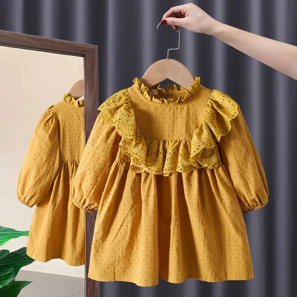 Lace Long Sleeve Toddler Dress for Baby Girl