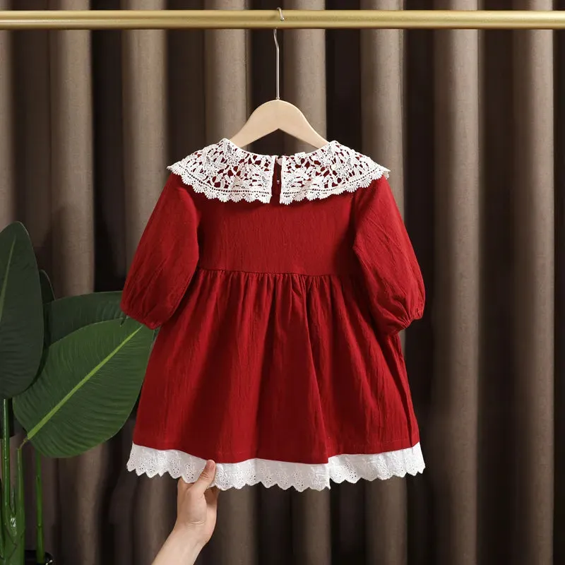 Lace Long Sleeve Toddler Dress for Baby Girl