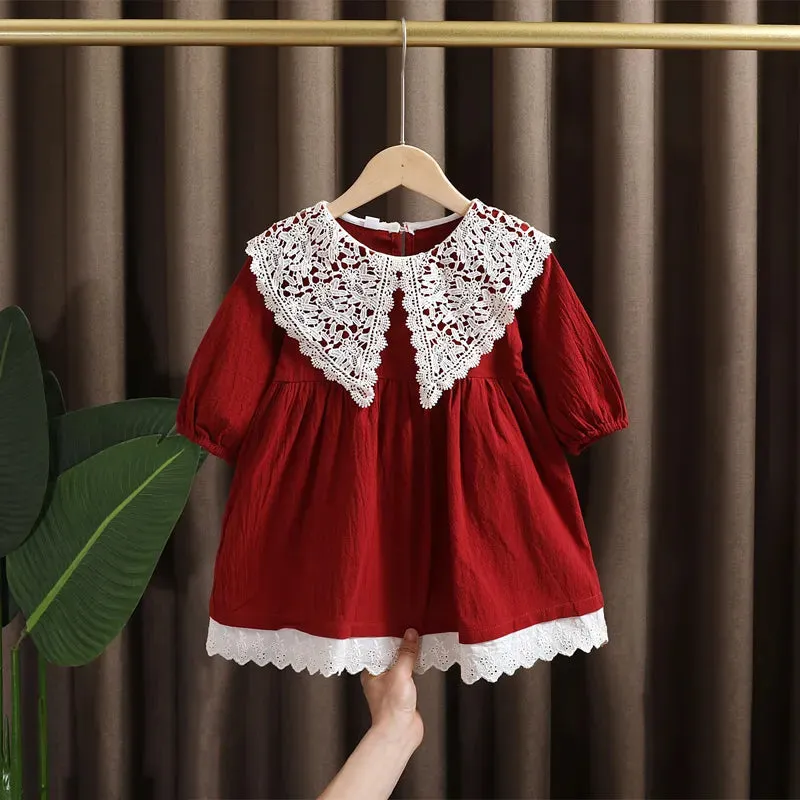 Lace Long Sleeve Toddler Dress for Baby Girl