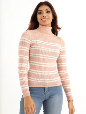 Ladies Baby Cable Poloneck Pullover - Mahogany