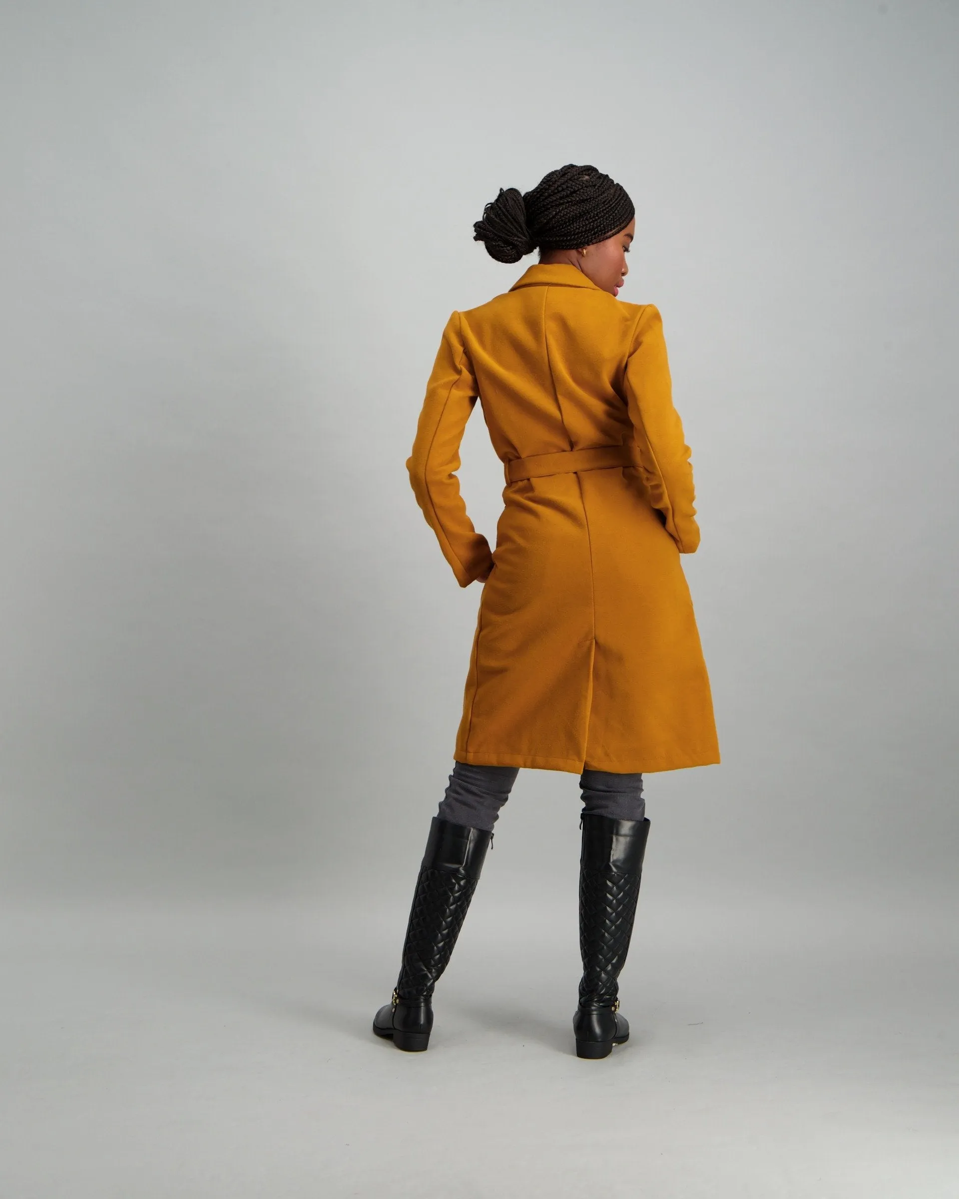 Ladies Belted Long Sleeve Jacket - Gold