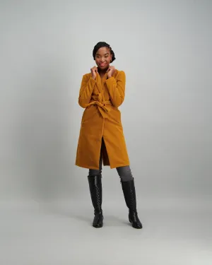 Ladies Belted Long Sleeve Jacket - Gold