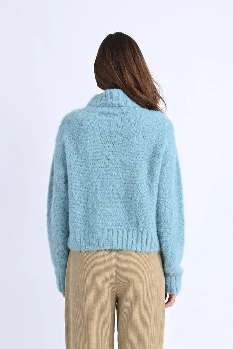 Ladies Turtleneck Cable Knitted Sweater