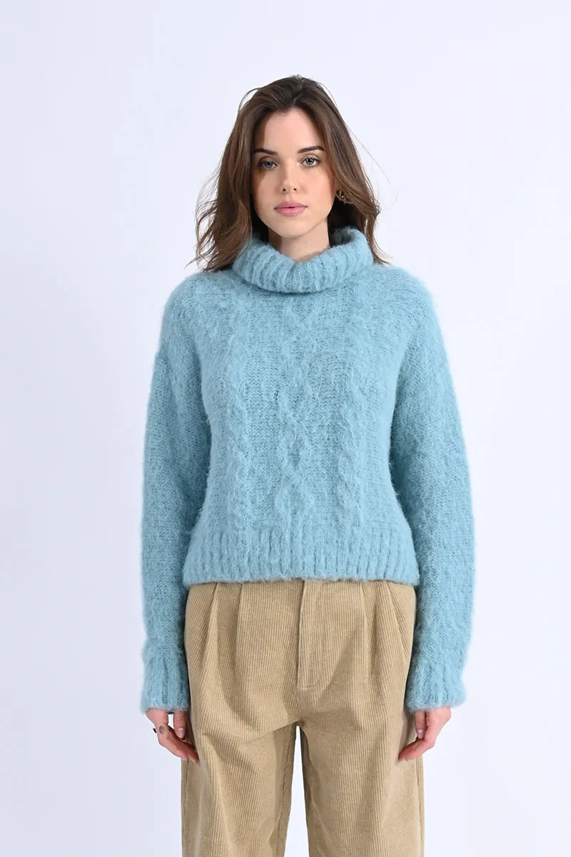 Ladies Turtleneck Cable Knitted Sweater