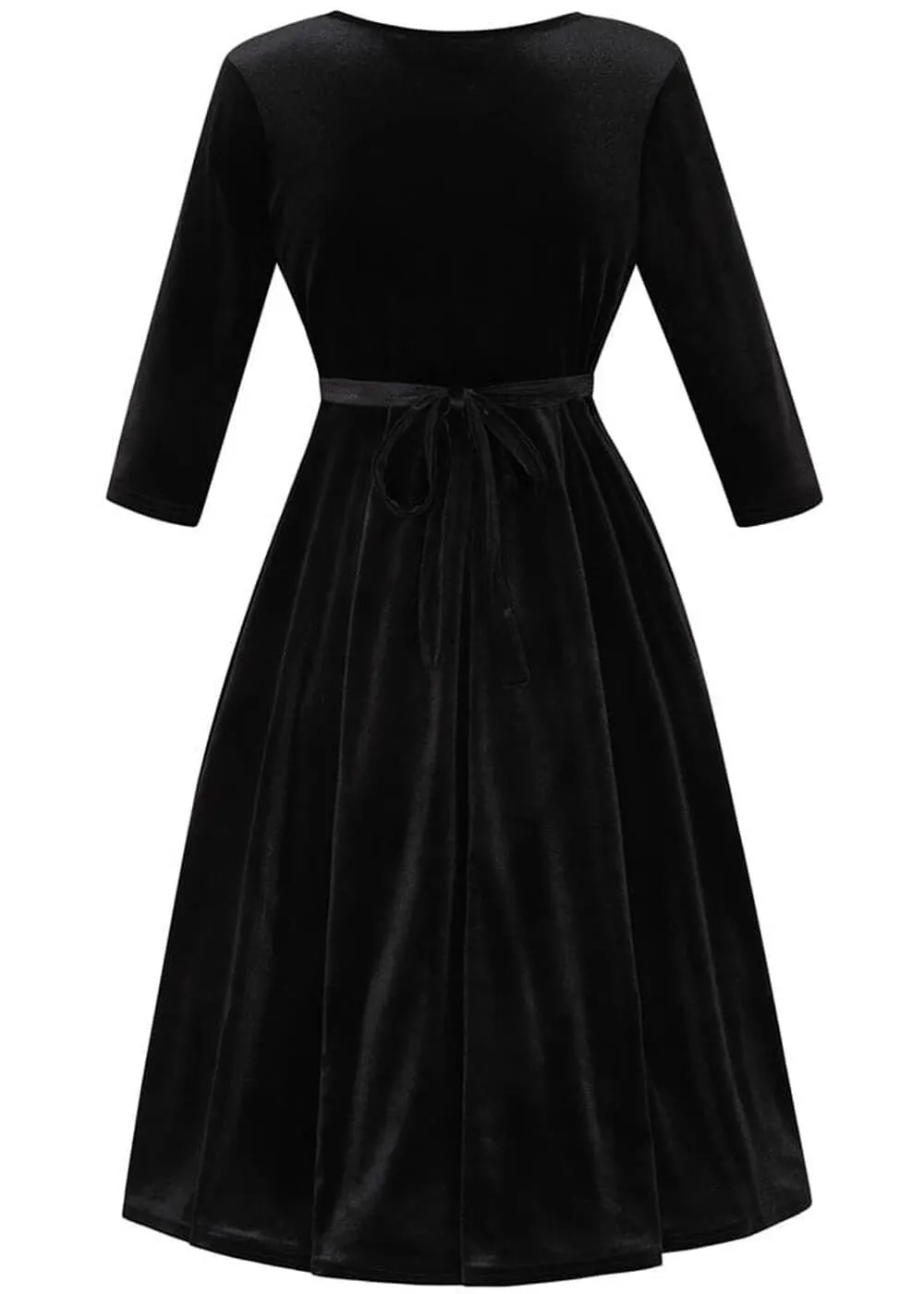 Lady V Lyra Velvet 50's Swing Dress Black