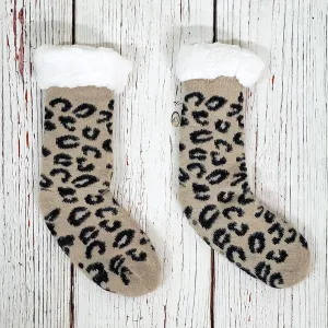 Lazy Leopard Sherpa Lined Socks