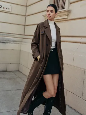 Leisure Belted Tweed Long Coat