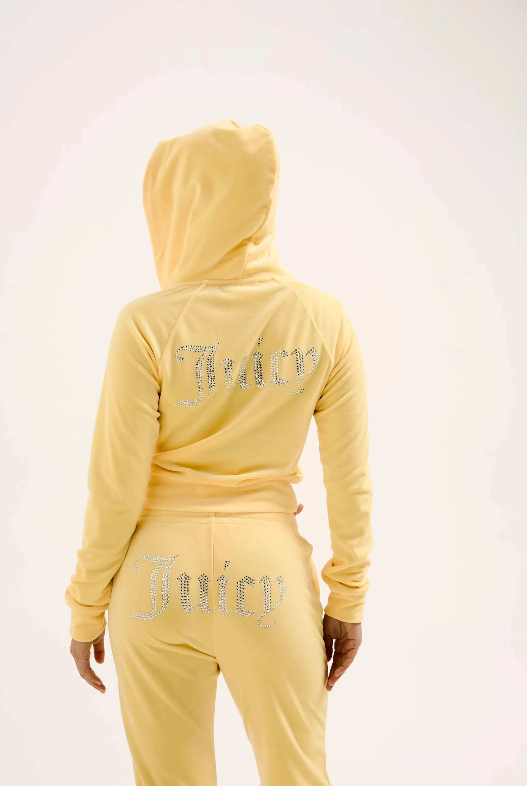 LEMON DROP VELOUR DIAMANTÉ TRACKSUIT BOTTOM