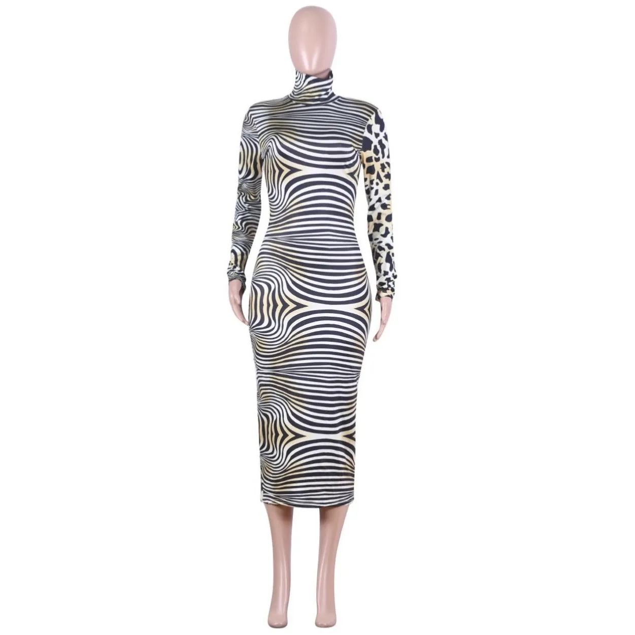 Leopard and Zebra Print Midi Dress