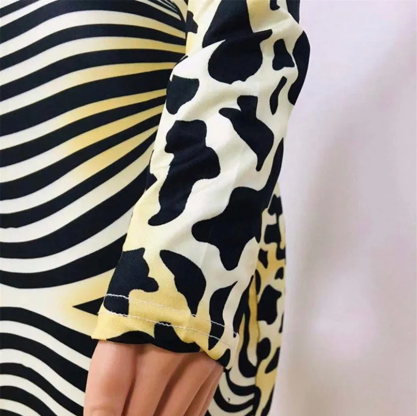 Leopard and Zebra Print Midi Dress