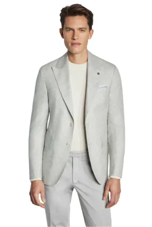 Light Grey Mini Houndstooth Linen Knit Blazer