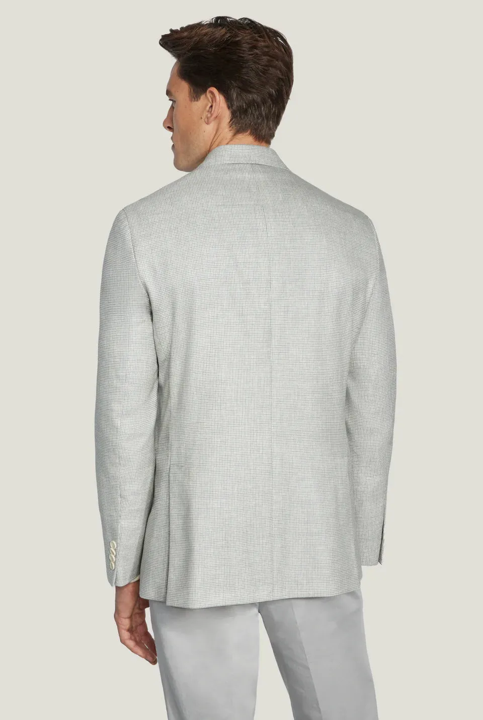 Light Grey Mini Houndstooth Linen Knit Blazer