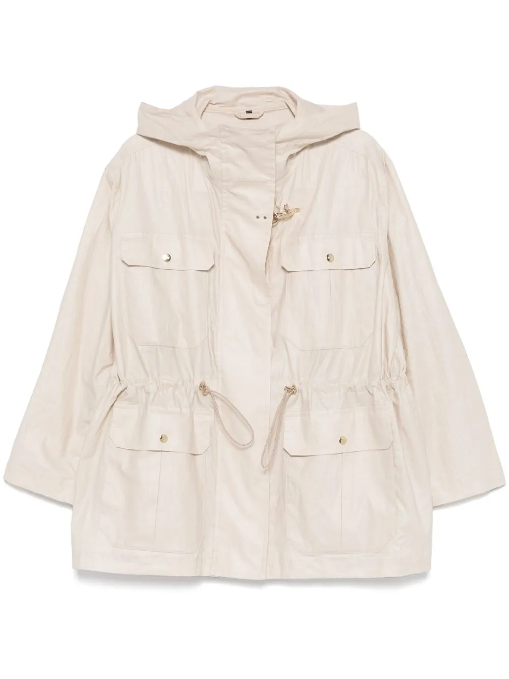 Linen and cotton blend parka coat