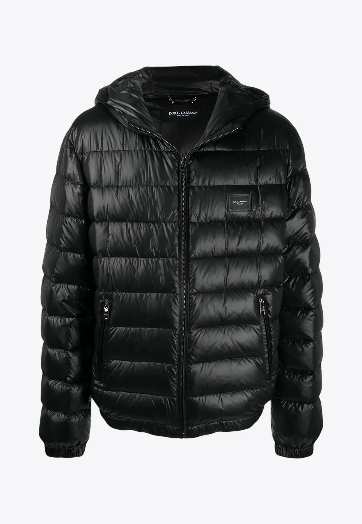 Logo Patch Padded Hooded Jacket