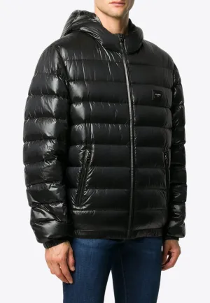 Logo Patch Padded Hooded Jacket