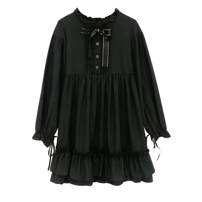 Lolita Ruffle Moon Black Dress SD00818