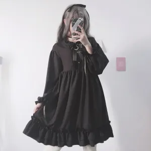 Lolita Ruffle Moon Black Dress SD00818