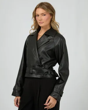 Margo Crop Trench Coat - Blk