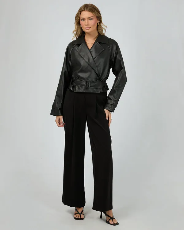 Margo Crop Trench Coat - Blk