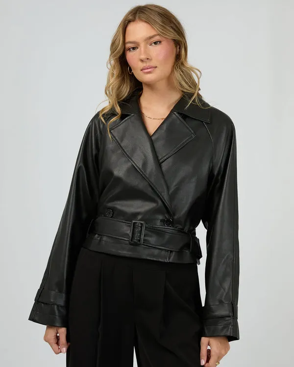 Margo Crop Trench Coat - Blk