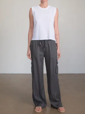 Mason Cargo Pant in French Linen - Ash