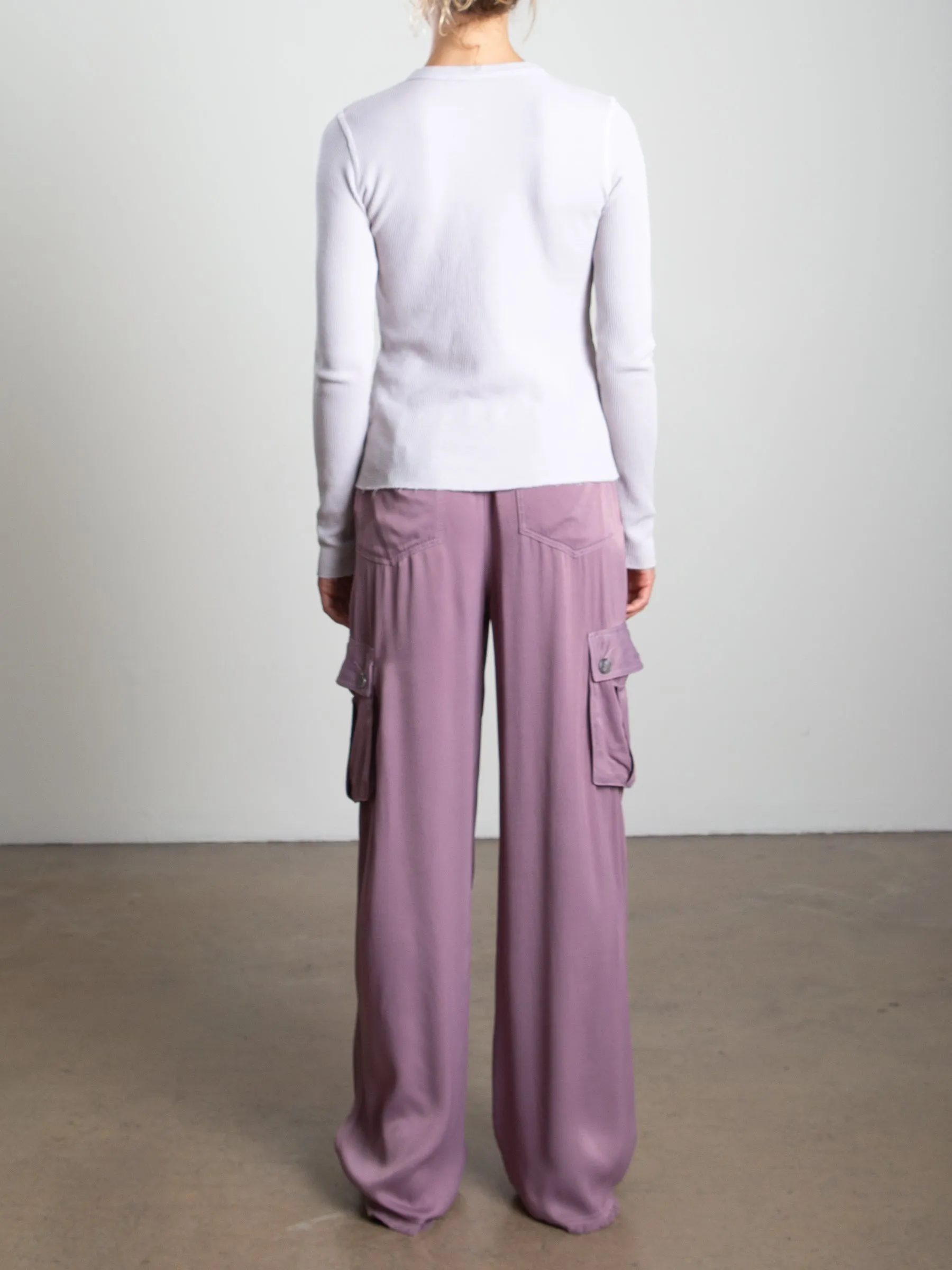 Mason Cargo Pant in Vintage Satin - Mulberry