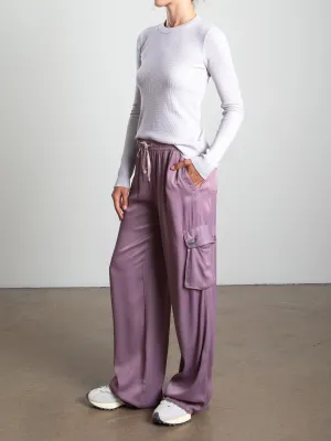 Mason Cargo Pant in Vintage Satin - Mulberry