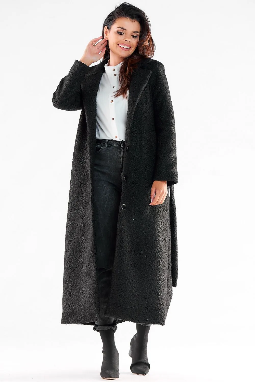 Maxi Belted Coat with Straight Cut