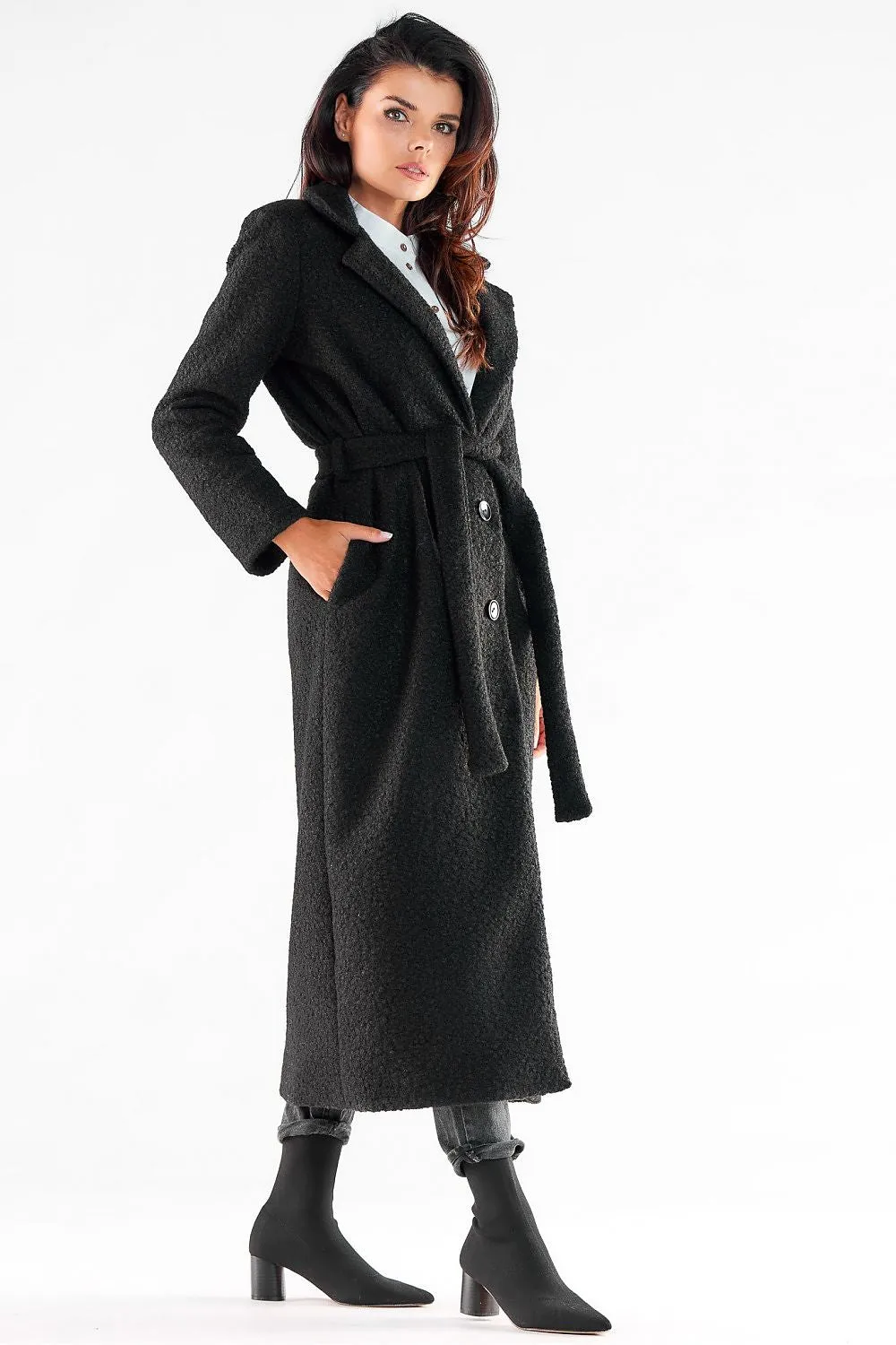 Maxi Belted Coat with Straight Cut