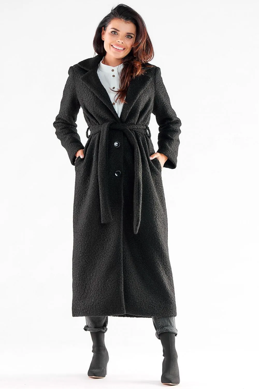 Maxi Belted Coat with Straight Cut