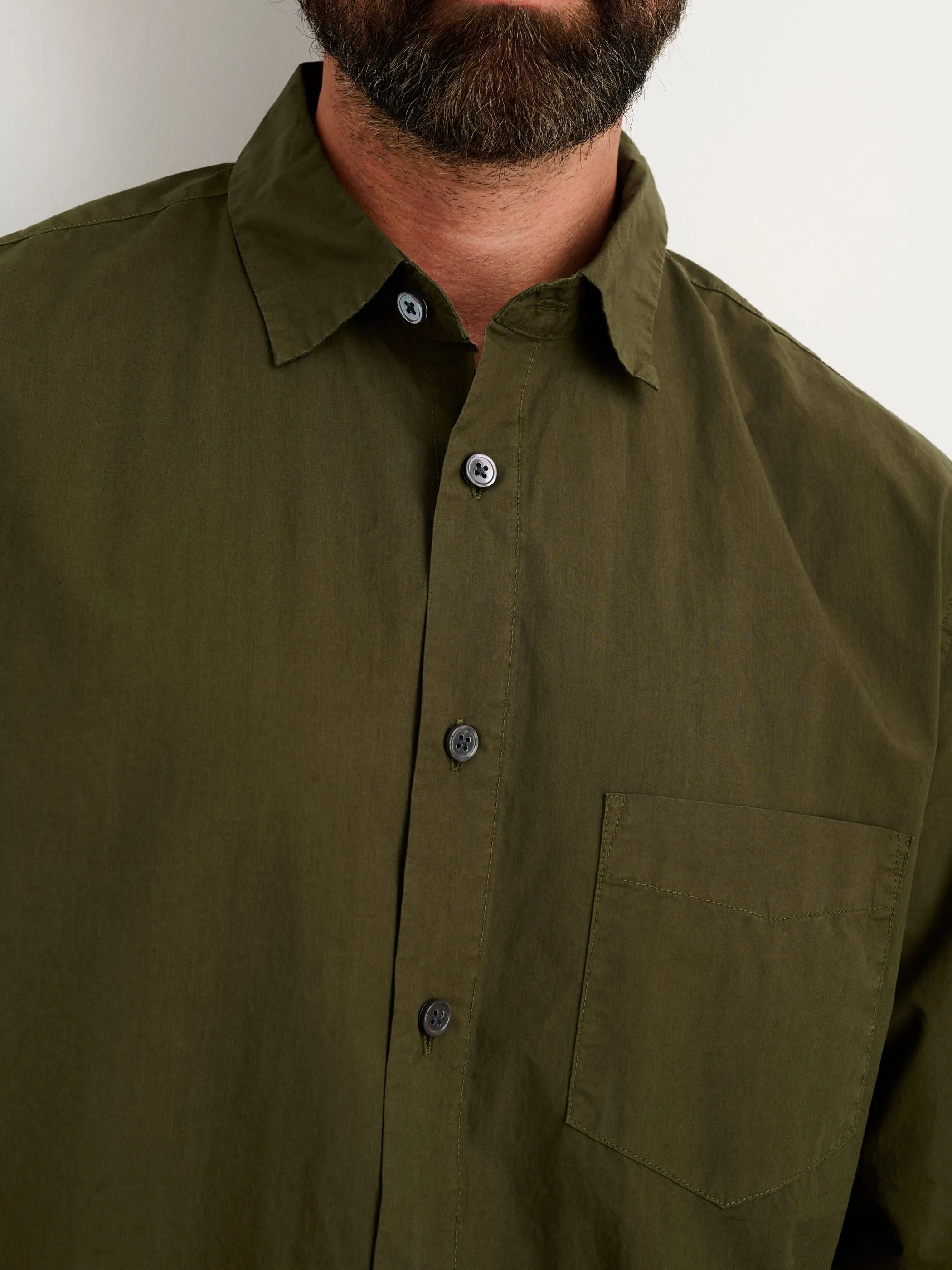 Men | Easy Shirt | Cotton Poplin Military Olive