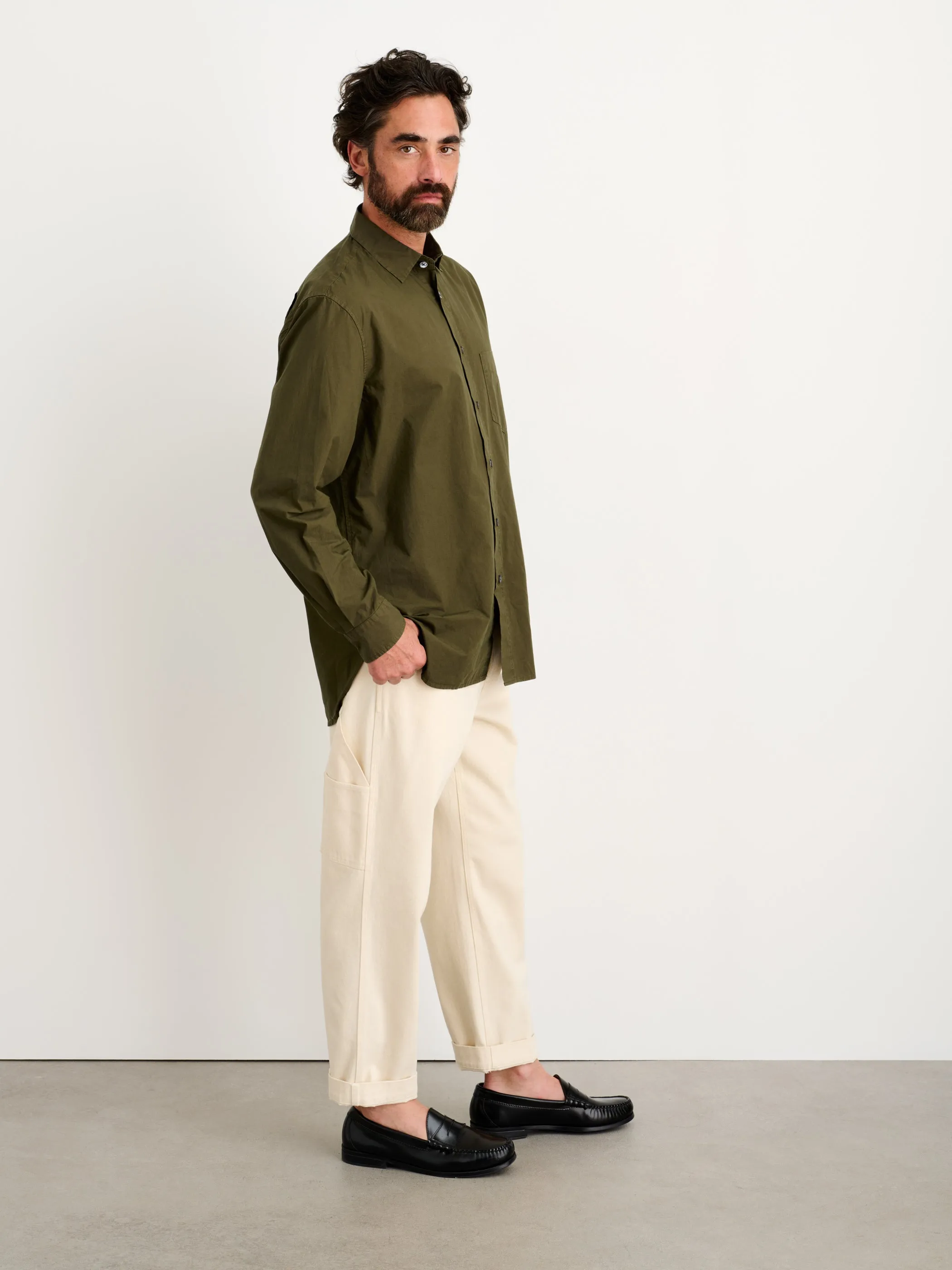 Men | Easy Shirt | Cotton Poplin Military Olive