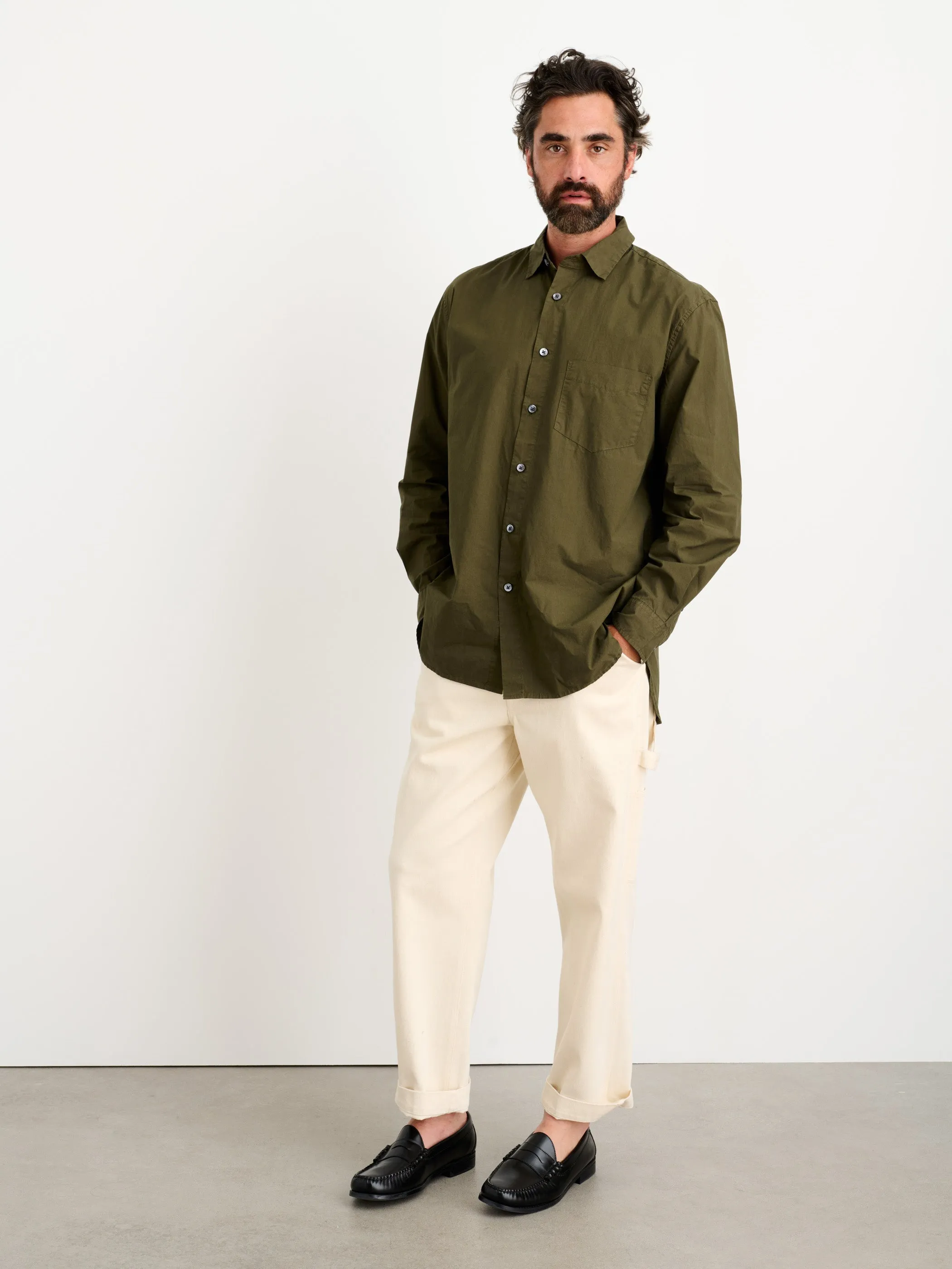Men | Easy Shirt | Cotton Poplin Military Olive