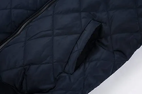 Mens Bomber Jackets Diamond Quilted Fall Winter Thermal Varsity Lightweight Coat