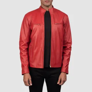 Men's Real Red Leather Fashion Jacket