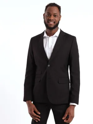 Men's Regular Fit Viscose Blend Suit Jacket - Black