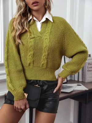 Mia Cable-Knit Collared Neck Faux Layered Sweater | 2 Colors | Poundton