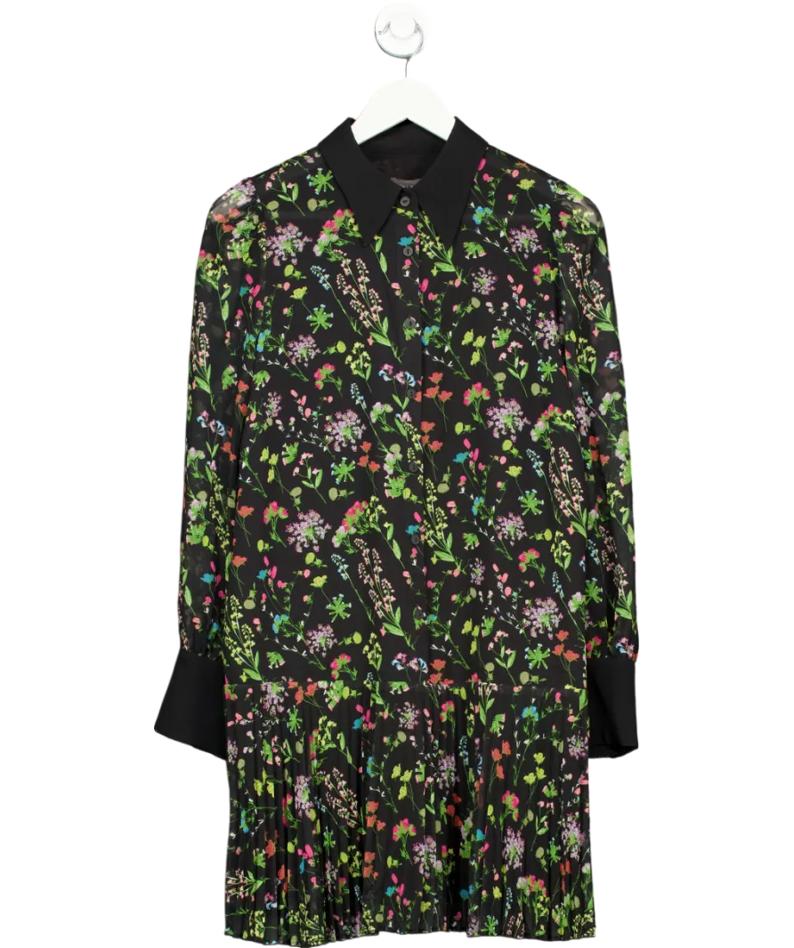 Mint Velvet Black Floral Mini Shirt Smock Dress UK M