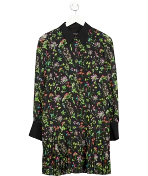 Mint Velvet Black Floral Mini Shirt Smock Dress UK M