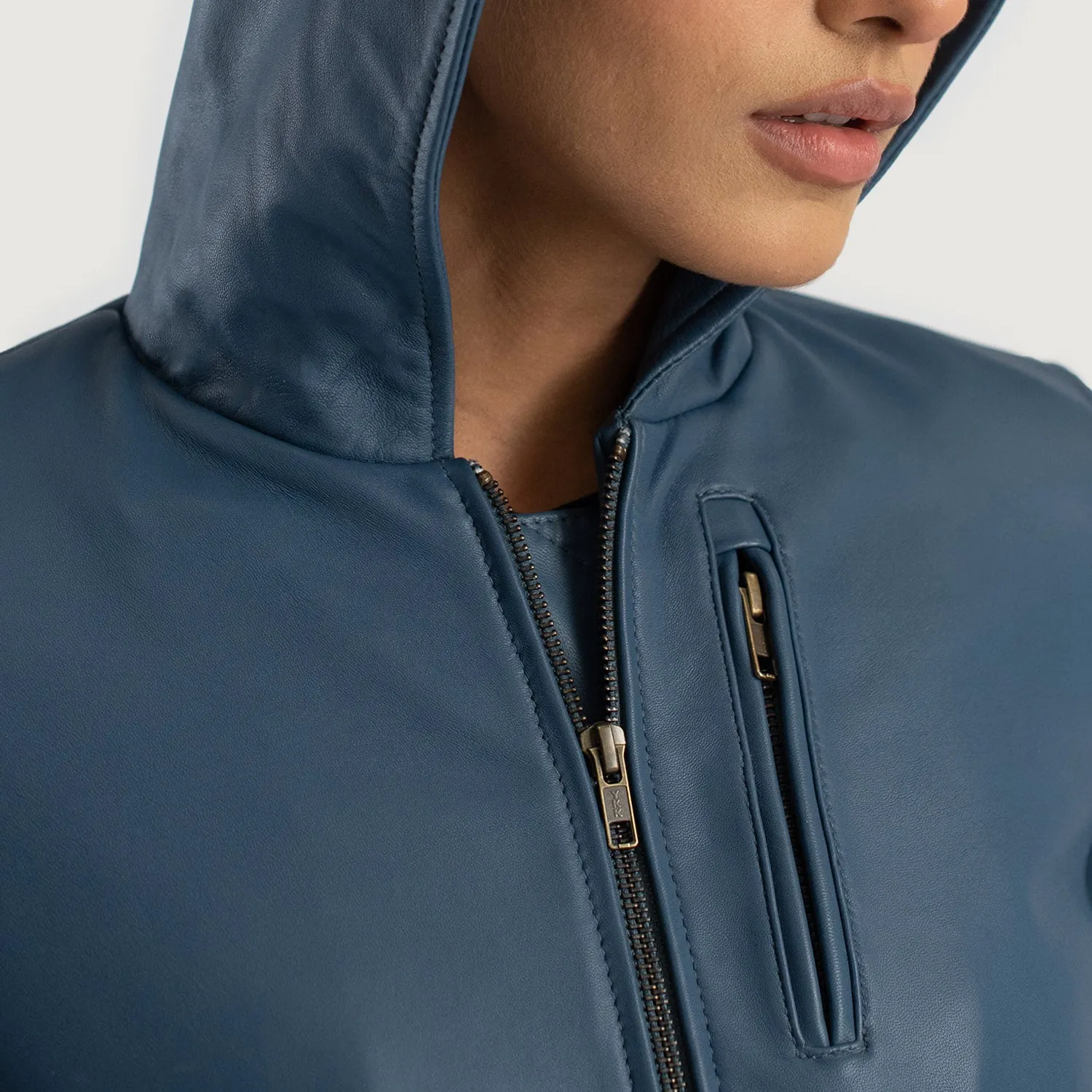 Moon Hooded Leather Bomber Jacket