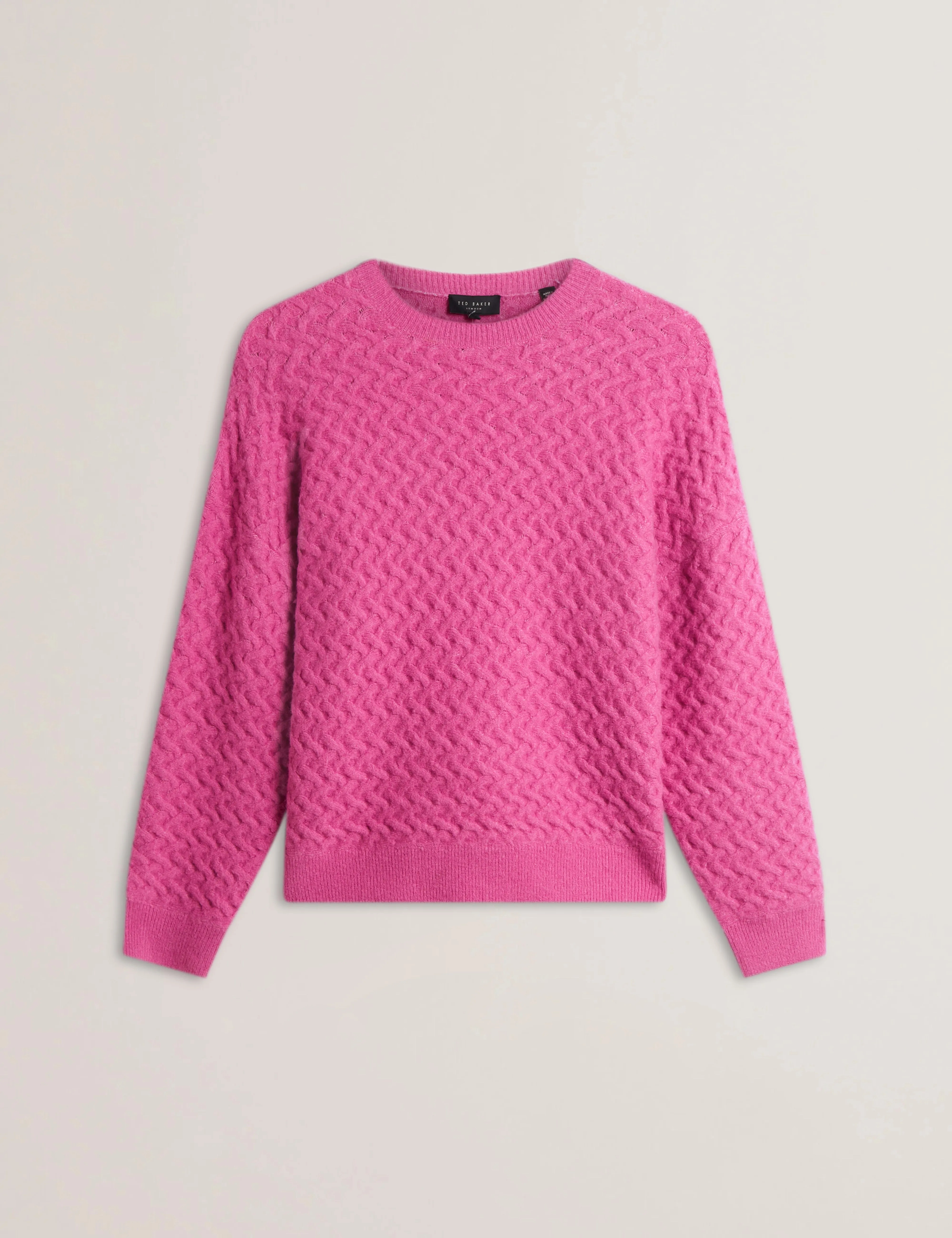Morlea Horizontal Cable Relaxed Fit Sweater Brt-Pink