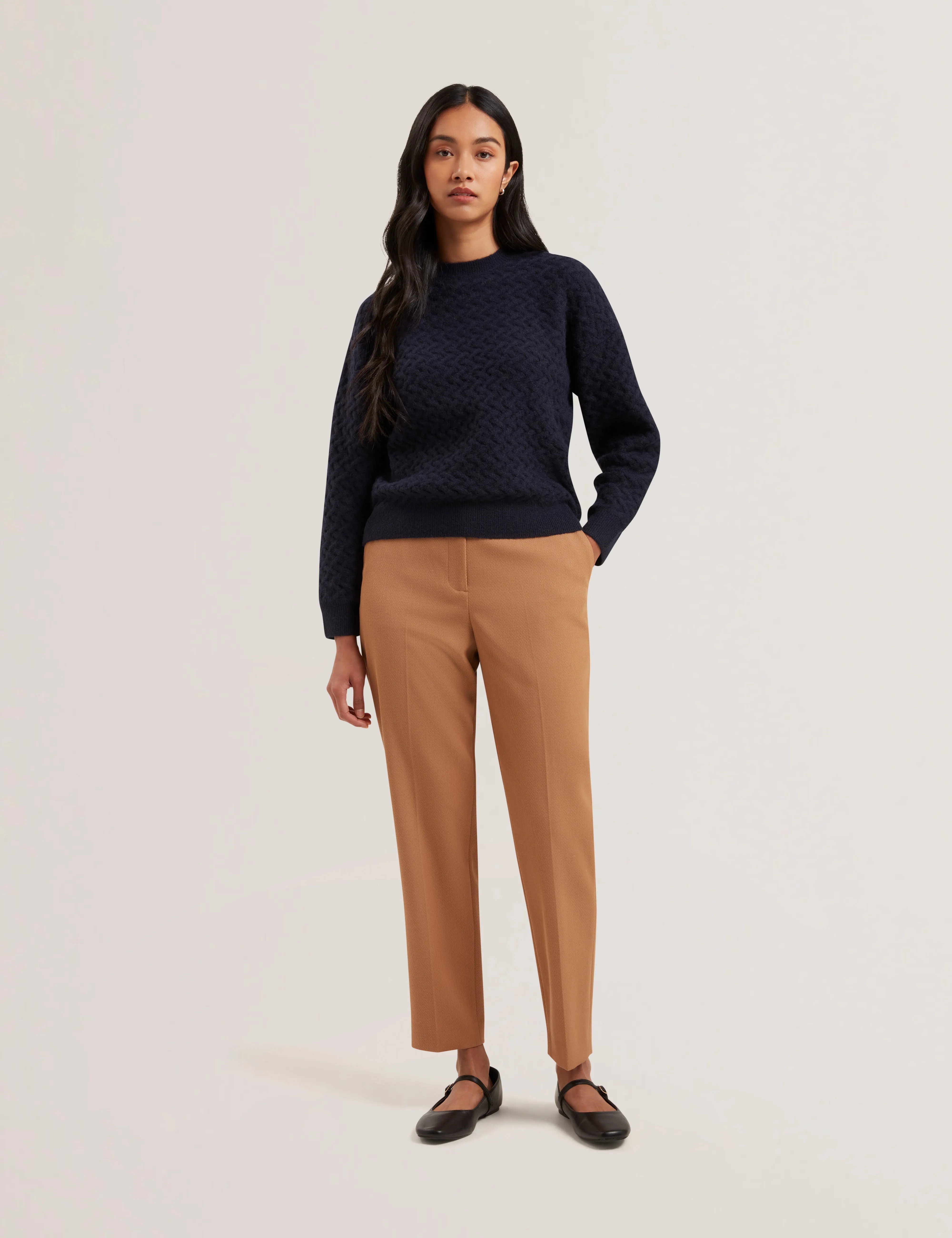 Morlea Horizontal Cable Relaxed Fit Sweater Navy