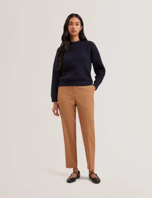 Morlea Horizontal Cable Relaxed Fit Sweater Navy