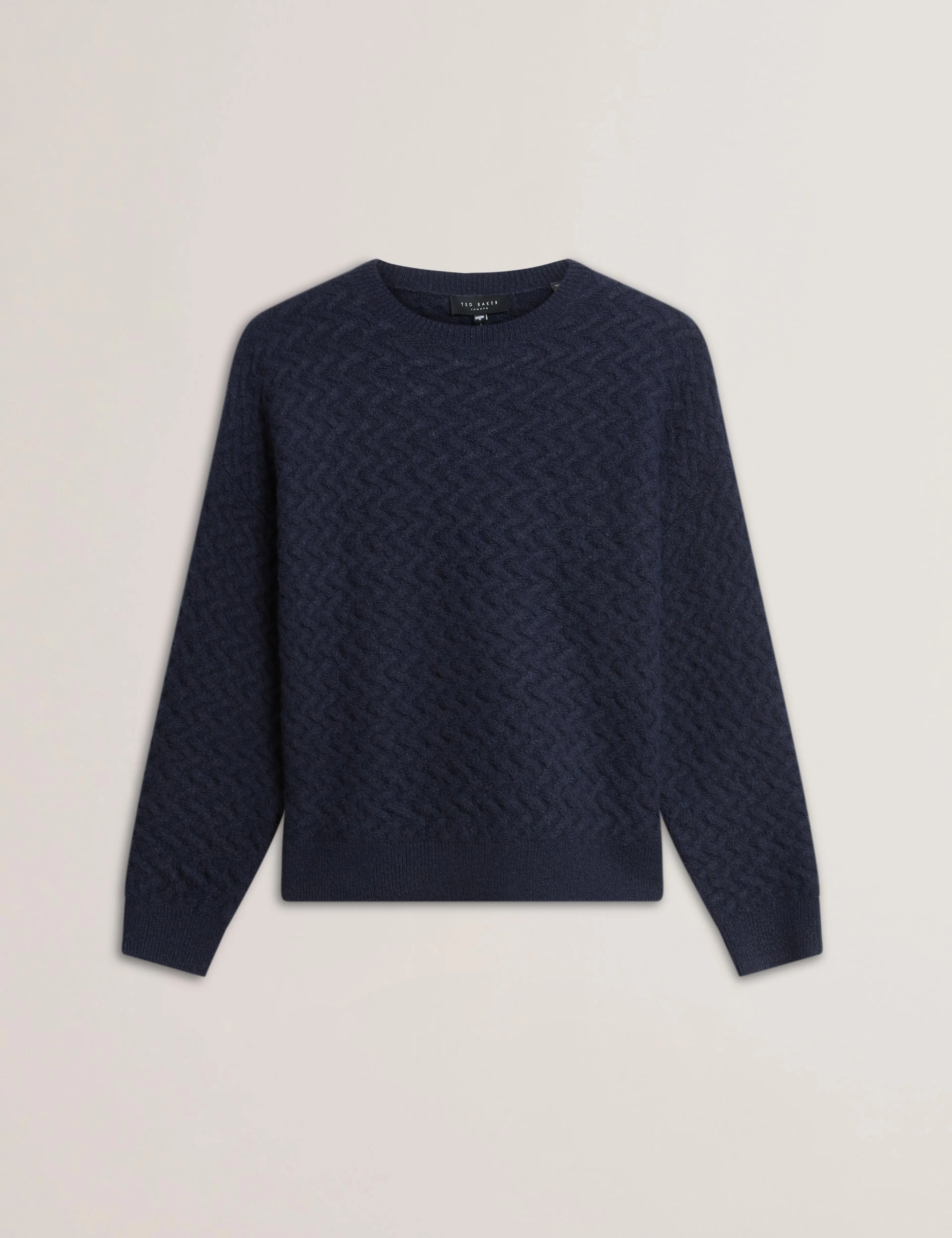 Morlea Horizontal Cable Relaxed Fit Sweater Navy