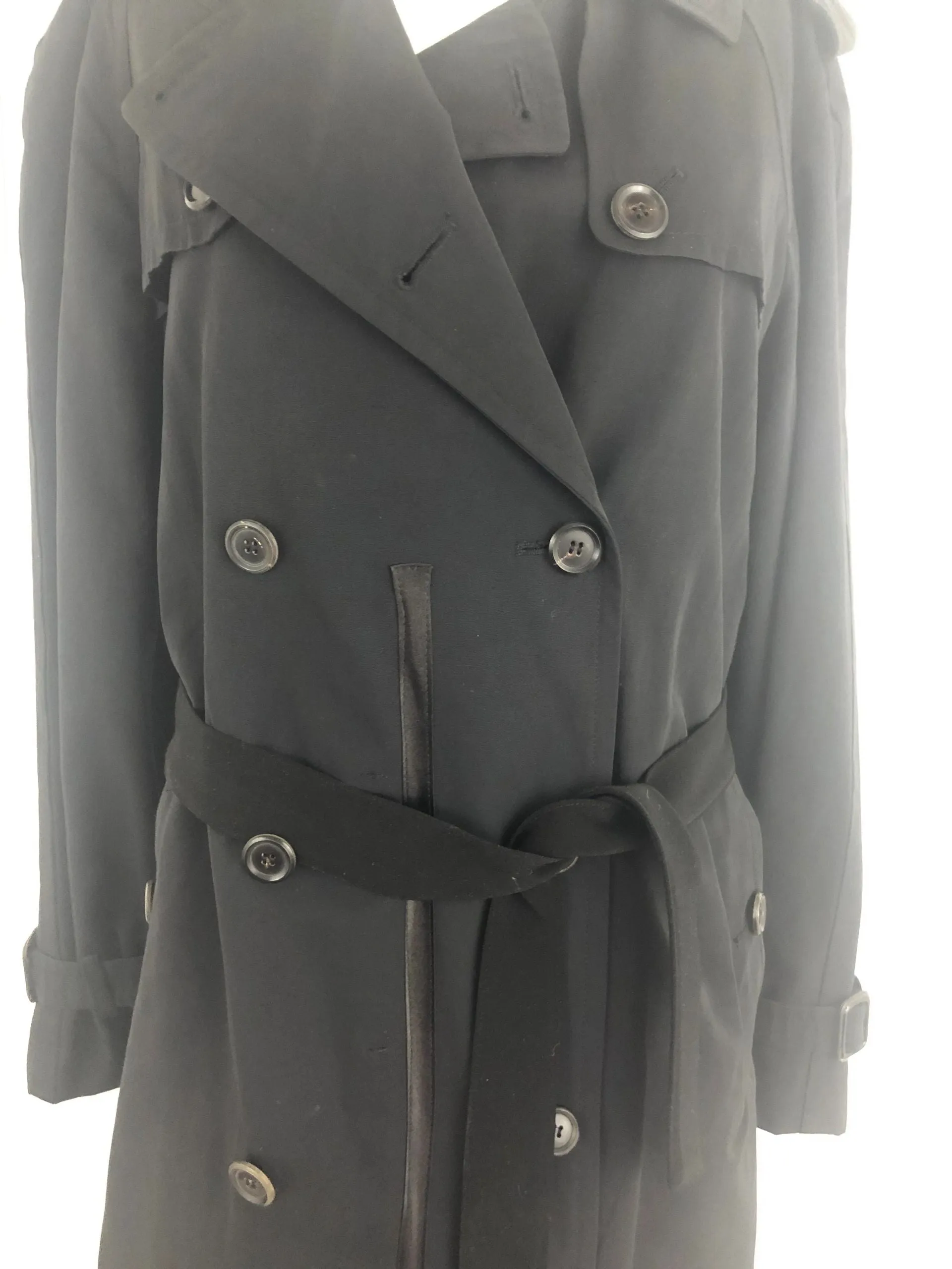 Moschino Black Belted Trench Coat Size 12