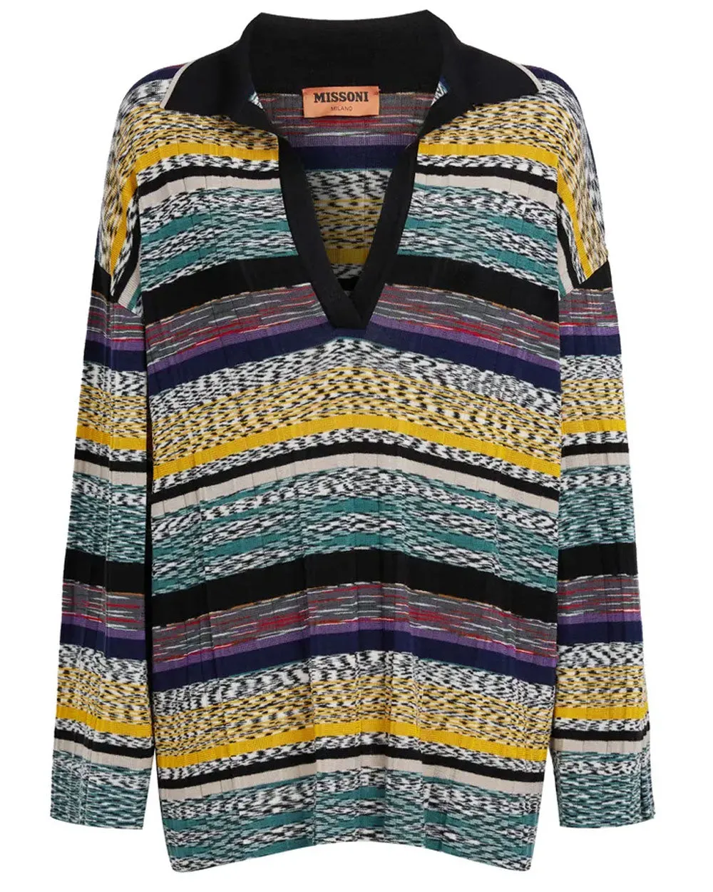 Multicolor Plisse Polo