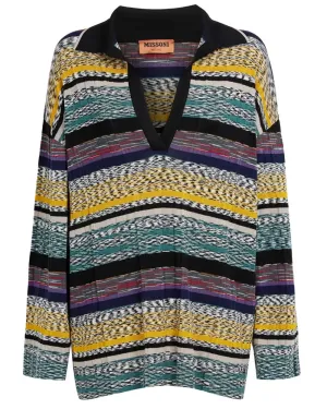 Multicolor Plisse Polo
